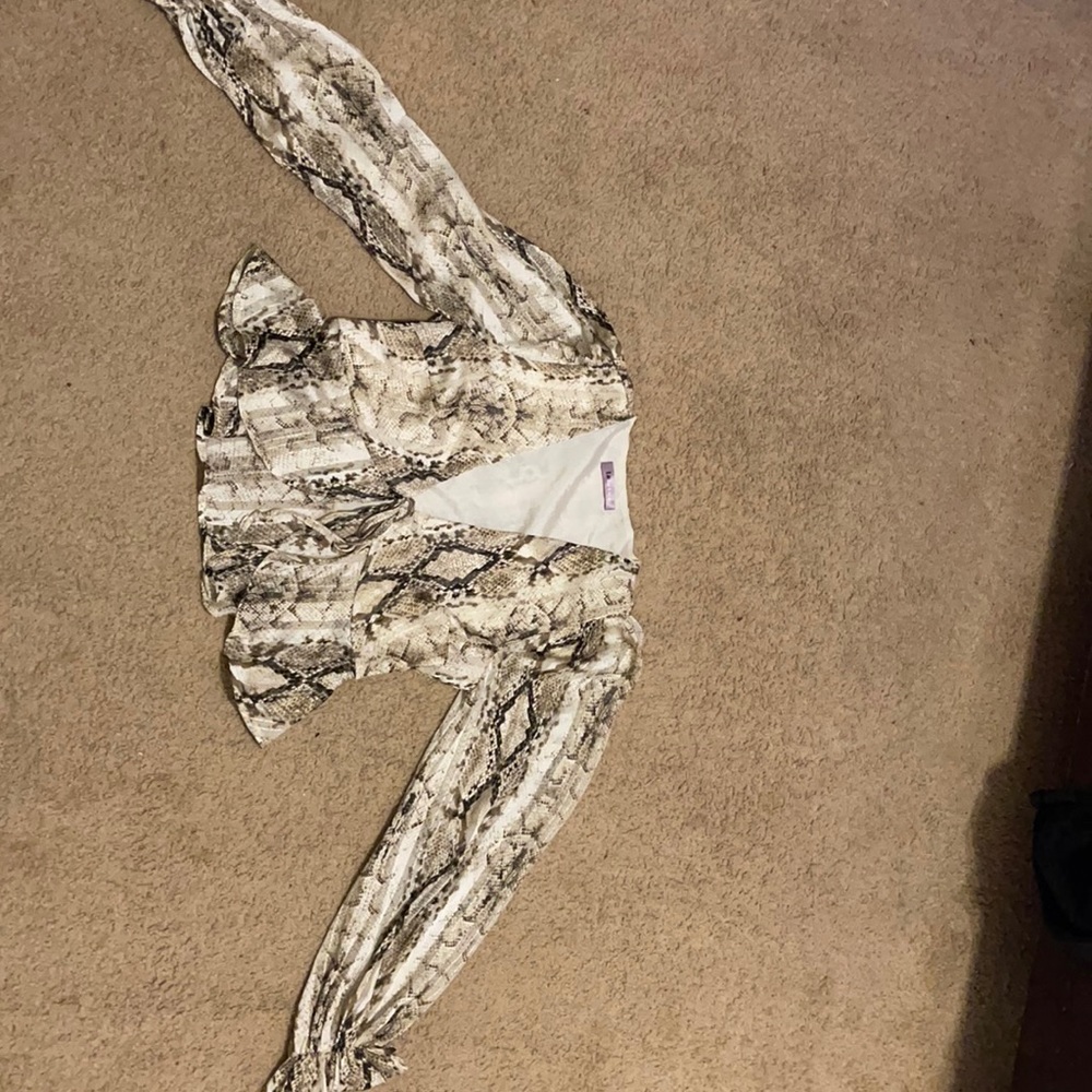 Tie front snake print top